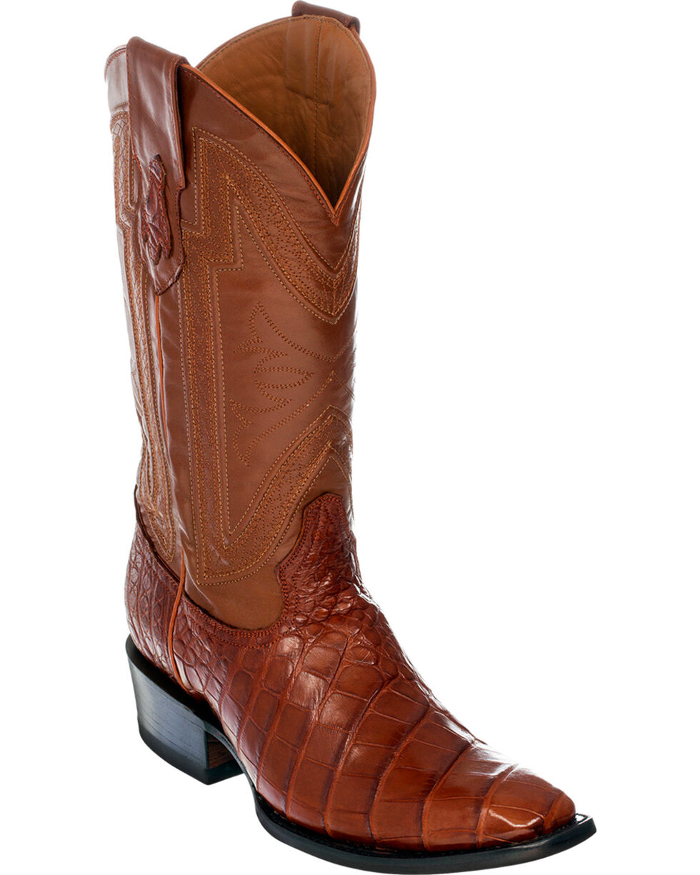 Details about   Mens Brown Cowboy Boots Real Leather Embossed Crocodile Tail Western Square Toe 